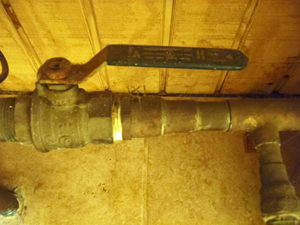 Figure 1. Shut-off valve for water line in the open position. 