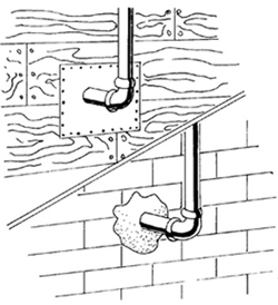 Figure 4. Seal gaps or holes where pipes, wires, or other similar objects enter buildings with materials that are resistant to gnawing rodents. 