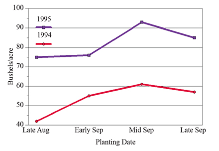 Figure 1. Grain yield as affected by early planting at Sidney, Neb.