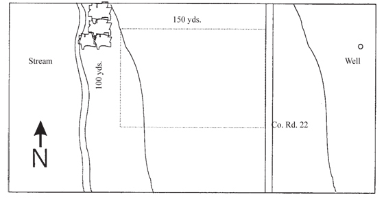 Figure 2. Sketch of a site showing property lines and other features. 