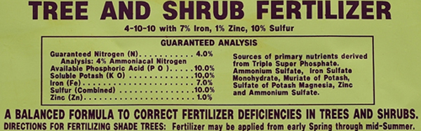 Figure 1. Example fertilizer label showing percent concentration of nutrients.