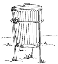 Figure 8. Use metal containers with tight-fitting lids to store household garbage. 