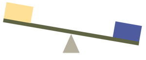 Figure 1. These seesaw illustrations show how the visual weight of items affects visual balance.  