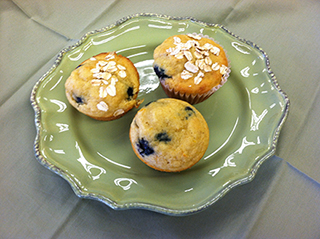 Blueberry muffins made with PureVia sweetener.