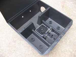 Figure 3. Snap trap placed inside a bait station to reduce risk to children and non-target animals.