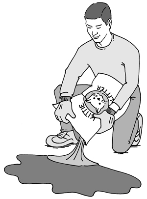 Figure 3. When cleaning up a pesticide spill, follow the 3 Cs: Control, Contain, and Cleanup.