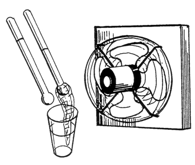 Figure 7. Determining wet and dry bulb temperatures by using two thermometers, water and a fan (Example 4). 