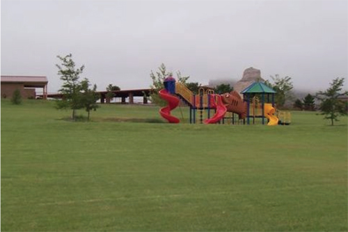 Figure 1. Cody buffalograss used in a low-use playground area at Gering­, Nebr. (Photo courtesy city of Gering, Ron Ernst and Tom Walsch.)