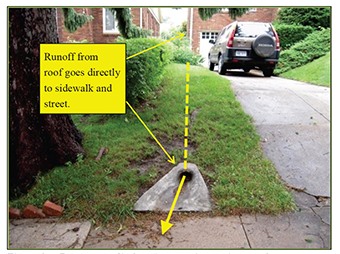 Figure 2. Downspout discharging onto impervious surface.